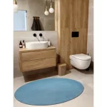  Moderan, perivi tepih POSH circle shaggy, pliš, debeli, protuklizni, plavi krug 80 cm