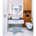  Kab. Moderni perivi tepih SHAPE 3148 Star shaggy - plavi pliš, protuklizni 80x80 cm