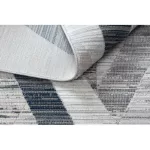 Modern REBEC tepih rojt 51166B Geometriai - két szintű gyapjú tamnoplava / krem 80x150 cm
