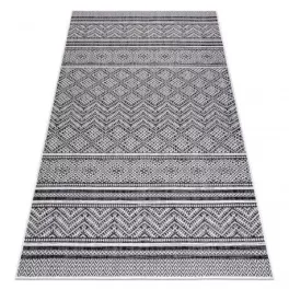   Fonott sizal tepih SION Cikcakk, gyémánt Boho 22168 lapos szövött crne / ecru 120x170 cm