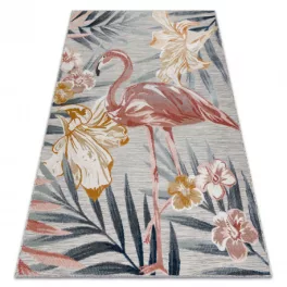   tepih BOTANIC 65263 Flamingó, virágok lapos szőtt - siva 157x220 cm