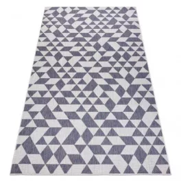   Fonott sizal tepih SION Geometriai, háromszögek 22373 lapos szövött ecru / plava / ružičasta 160x220 cm