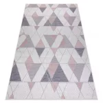 Fonott sizal tepih SION Geometriai, háromszögek 3006 lapos szövött ecru / ružičasta 160x220 cm