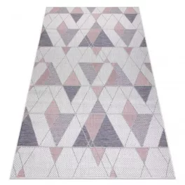   Fonott sizal tepih SION Geometriai, háromszögek 3006 lapos szövött ecru / ružičasta 200x290 cm