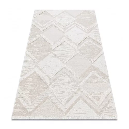  Kab. Pleteni sisal tepih MOROC 22314 rombovi, linije, boho rese - strukturni bež / krem 175x270 cm