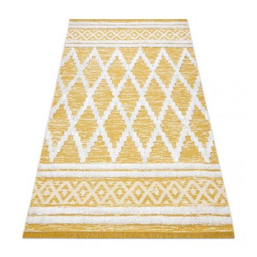  Pleteni sisal tepih boho MOROC diamond 22297 rese - dvoslojni vuna žuta / krem, reciklirani tepih 117x170 cm