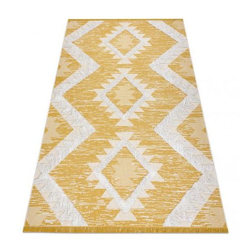 Pleteni sisal tepih boho MOROC diamond 22312 rese - dvoslojni vuna žuta / krem, reciklirani tepih 117x170 cm