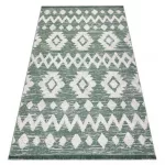 Fonott Sizal EKO tepih boho MOROC Etno Cikcakk 22319 rojt - két szintű gyapjú zelena / krem, újrahasznosított tepih 117x170 cm