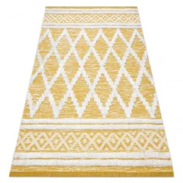    Pleteni sisal tepih boho MOROC diamond 22297 rese - dvoslojni vuna žuta / krem, reciklirani tepih 136x190 cm