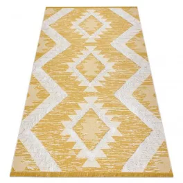   Fonott Sizal tepih boho MOROC gyémánt 22312 rojt - két szintű gyapjú žuta / krem, újrahasznosított tepih 78x150 cm
