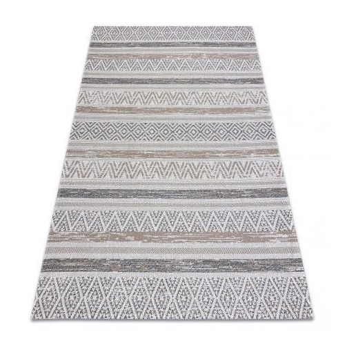 Fonott Sizal CASA Eco tepih boho  Zig zag 2806 žuta / taupe, újrahasznosított tepih 114x170 cm