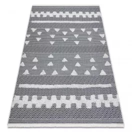   Fonott Sizal tepih boho MOROC Geometriai 22321 rojt - két szintű gyapjú krem / сив, újrahasznosított tepih 117x170 cm