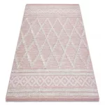  Pleteni sisal tepih boho MOROC diamond 22297 rese - dvoslojni vuneni roza/krem, reciklirani tepih 155x220 cm