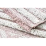  Pleteni sisal tepih boho MOROC diamond 22297 rese - dvoslojni vuneni roza/krem, reciklirani tepih 155x220 cm