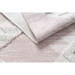  Pleteni sisal tepih boho MOROC diamond 22312 rese - dvoslojni vuneni roza/krem, reciklirani tepih 155x220 cm