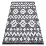 Fonott Sizal EKO tepih boho MOROC Etno Cikcakk 22319 rojt - két szintű gyapjú siva / krem, újrahasznosított tepih 155x220 cm
