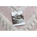 Pleteni sisal tepih boho MOROC diamond 22312 rese - dvoslojni vuneni roza/krem, reciklirani tepih 175x270 cm