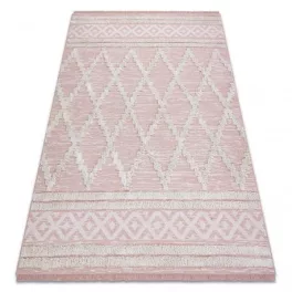   Fonott Sizal tepih boho MOROC gyémánt 22297 rojt - két szintű gyapjú ružičasta / krem, újrahasznosított tepih 78x150 cm