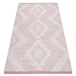   Fonott Sizal tepih boho MOROC gyémánt 22312 rojt - két szintű gyapjú ružičasta / krem, újrahasznosított tepih 78x150 cm