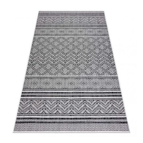  Pleteni tepih od sisala SION Zigzag, dijamant Boho 22168 ravno tkani crni / ekru 60x300 cm