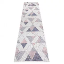   Tkani tepih od sisala SION runner Geometric, trokuti 3006 ravno tkani ecru / roza 60x250 cm