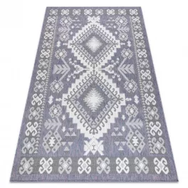   Fonott sizal tepih SION azték 3007 lapos szövött plava / ružičasta / ecru 120x170 cm