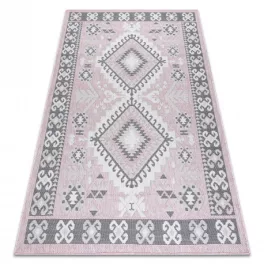   Fonott sizal tepih SION azték 3007 lapos szövött ružičasta / ecru 80x150 cm