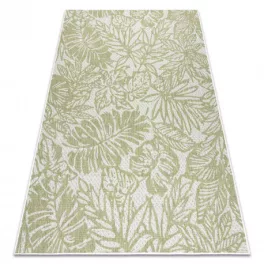   Fonott sizal tepih SION listovi, tropikus 22128 lapos szövött ecru / zelena 200x290 cm