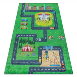    Kab. BAMBINO 2660 perivi tepih City, ulice za djecu protuklizni - zeleni/sivi 80x150 cm