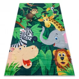    Kab. BAMBINO 2705 perivi tepih Životinje, Afrika za djecu protuklizni - zelena / smeđa 80x150 cm