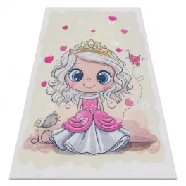    Kab. BAMBINO 43020 perivi tepih Princeza, zvijezde za djecu protuklizni - krem / roza 80x150 cm