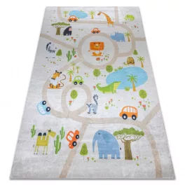    Kab. BAMBINO 50230 perivi tepih Zoo, ulice za djecu protuklizni - bež / zelena 80x150 cm