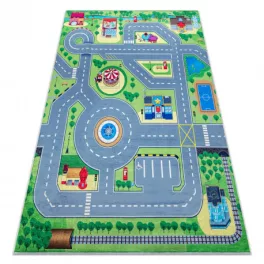    Kab. BAMBINO 9028 perivi tepih City, ulice za djecu protuklizni - zeleni/sivi 80x150 cm