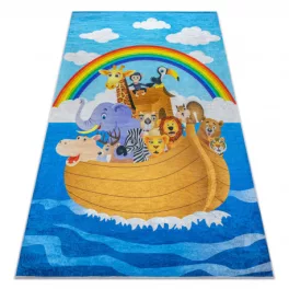    Kab. BAMBINO 2685 perivi tepih Životinje, Brod za djecu protuklizni - plava / smeđa 120x170 cm