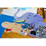  Kab. BAMBINO 2685 perivi tepih Životinje, Brod za djecu protuklizni - plava / smeđa 120x170 cm