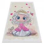  Kab. BAMBINO 43020 perivi tepih Princeza, zvijezde za djecu protuklizni - krem / roza 120x170 cm