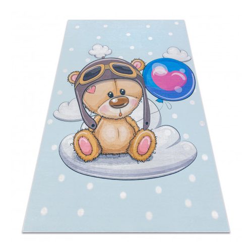  Kab. BAMBINO 43030 perivi tepih Medvjedić, pilot za djecu protuklizni - plavo/smeđi 120x170 cm