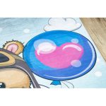  Kab. BAMBINO 43030 perivi tepih Medvjedić, pilot za djecu protuklizni - plavo/smeđi 120x170 cm