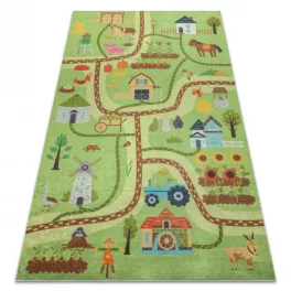    Kab. BAMBINO 50200 perivi tepih Village za djecu protuklizni - zelena / smeđa 120x170 cm