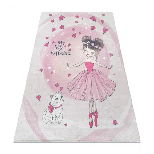  Kab. BAMBINO 2161 perivi tepih Balerina, mačić za djecu protuklizni - roza 160x220 cm