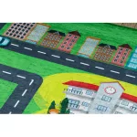  Kab. BAMBINO 2660 perivi tepih City, ulice za djecu protuklizni - zeleno/sivi 140x200 cm