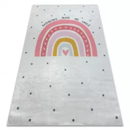   Kab. BAMBINO 47810 perivi tepih Duga, točkice za djecu protuklizni - bijela / roza 140x200 cm
