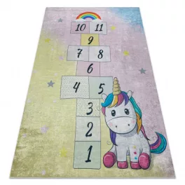    Kab. BAMBINO 54060 perivi tepih Jednorog, hmelj za djecu protuklizni - roza / žuta 140x200 cm