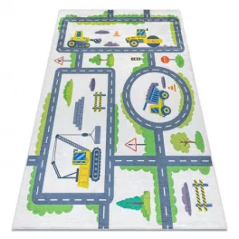    Kab. BAMBINO 2338 perivi tepih Bager za djecu protuklizni - bijela / zelena 160x220 cm