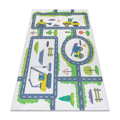  Kab. BAMBINO 2338 perivi tepih Bager za djecu protuklizni - bijela / zelena 160x220 cm