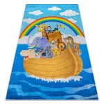  Kab. BAMBINO 2685 perivi tepih Životinje, Brod za djecu protuklizni - plava / smeđa 160x220 cm