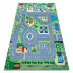  Kab. BAMBINO 9028 perivi tepih City, ulice za djecu protuklizni - zeleni/sivi 160x220 cm