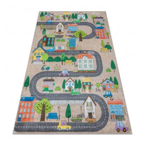  Kab. BAMBINO 34600 perivi tepih City, ulice za djecu protuklizni - bež / sivi 160x220 cm