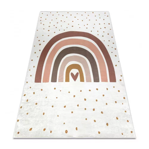  Kab. BAMBINO 46960 perivi tepih Duga, točkice za djecu protuklizni - bijela / smeđa 160x220 cm