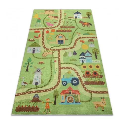  Kab. BAMBINO 50200 perivi tepih Village za djecu protuklizni - zelena / smeđa 160x220 cm